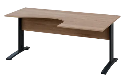 CEK 27 - 187 stůl kancelářský, rohový, pravý, kovová podnož černá, deska 25 mm, široký 1800 mm, dub CEK 27 - 187 stůl kancelářský, rohový, pravý, kovová podnož černá, deska 25 mm, široký 1800 mm, dub bardolino